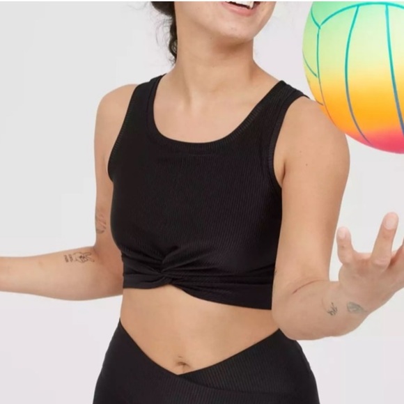 aerie Other - AERIE OFFLINE Ribbed Shine Twist Front Sports Bra